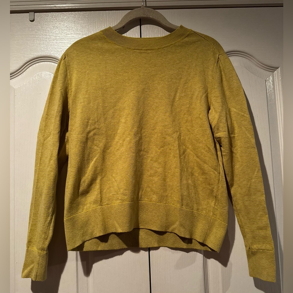 Everlane Yellow and Gray Pinstripe Cotton Sweater - Size S